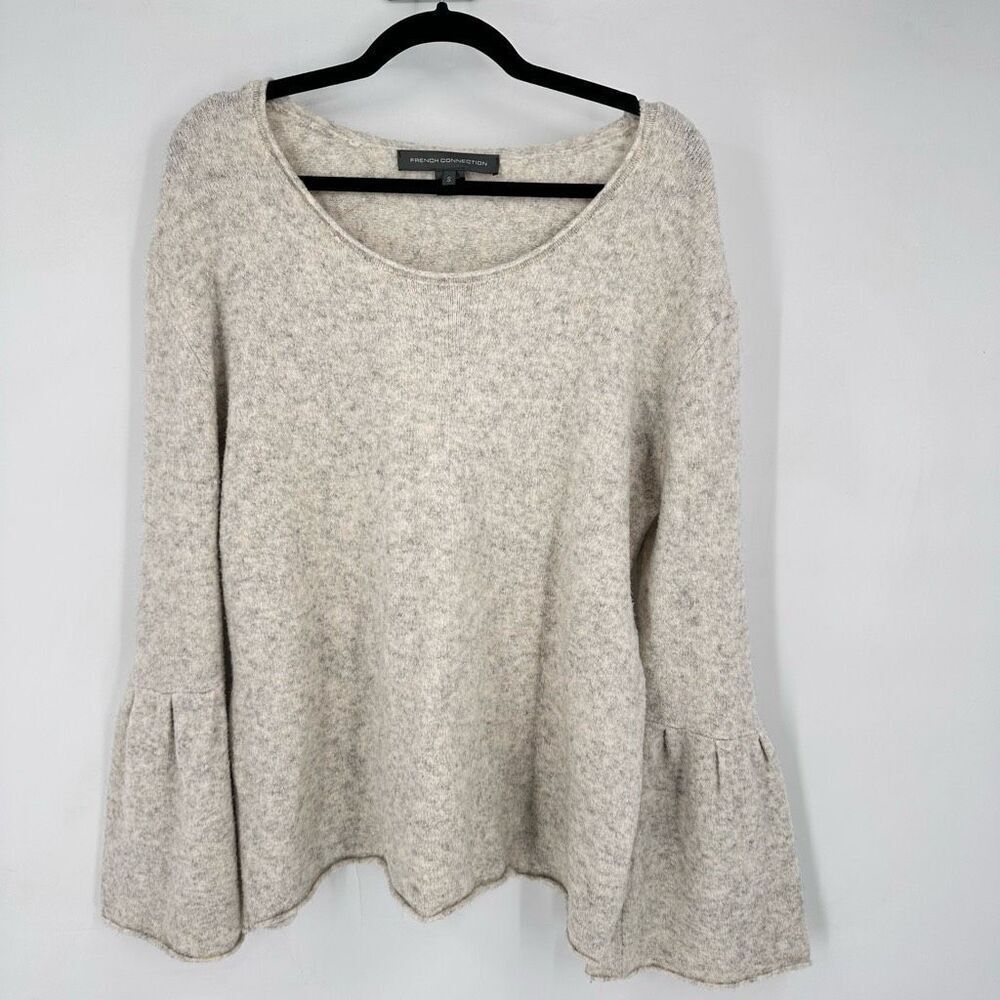 French Connection Wool Blend Light‎ Gray Bell Sleeve Boat Neck Sweater Small